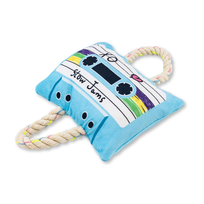 Retro Cassette Tape Plush Crinkle and Squeaker Dog Toy