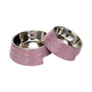 Diamond Melamine Stainless Steel Dog Bowl (Wood Rose)