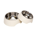Twill Round Melamine Stainless Steel Dog Bowl - White Swan