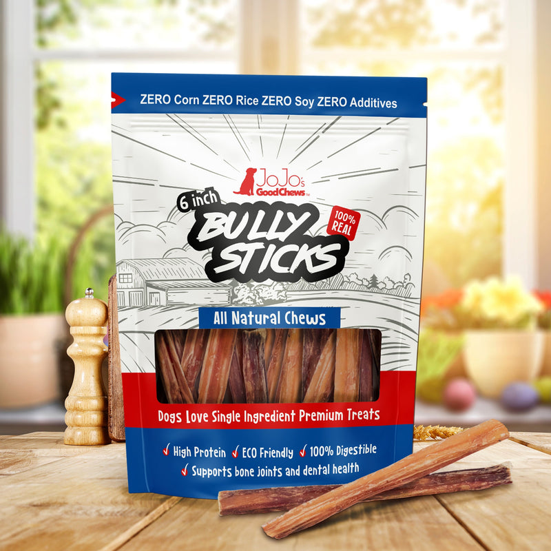 All-Natural Beef Bully Stick Dog Treats - 6" Standard (10-Pack)