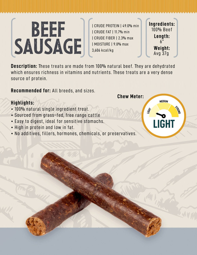 All-Natural Beef Sausage Dog Treats 6 Inch (25/case)