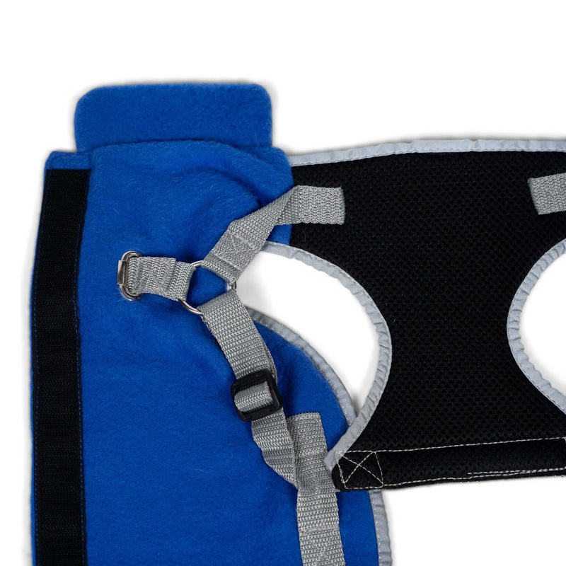 2-in-1 Thermal Dog Fleece Jacket with Integrated Harness - Royal Blue