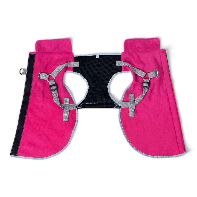 2-in-1 Thermal Dog Fleece Jacket with Integrated Harness - Fuschia