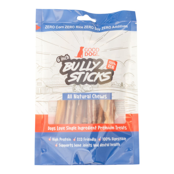 All-Natural Beef Bully Stick Dog Treats - 6" Standard (10-Pack)