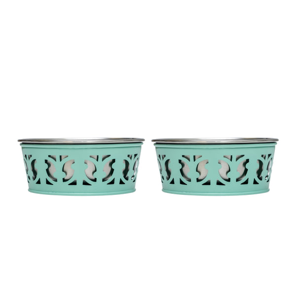 Eco-friendly Stainless Steel Farmhouse Dog Bowl - Mint Green