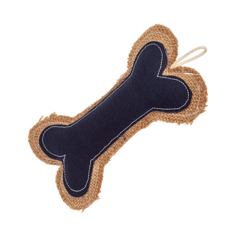 Sustainable Jean Leather-Jute Bone Pillow Dog Chew Toy