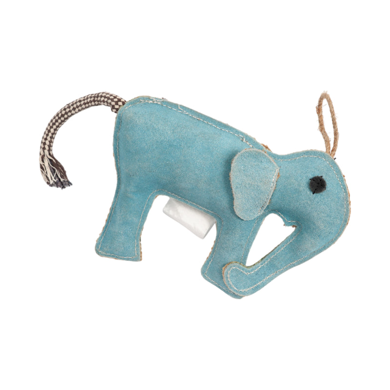 Artisan-Crafted Natural Leather Elephant Dog Chew Toy