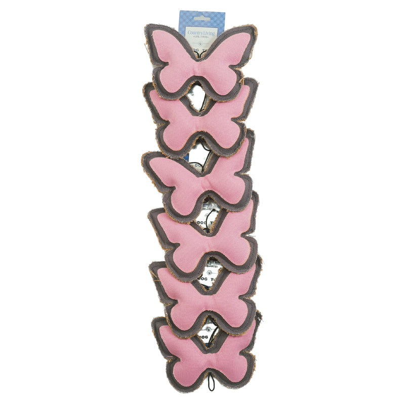 Butterfly-Shaped Canvas & Jute Chew Toy for Dogs (6-pack on Clip Strip)