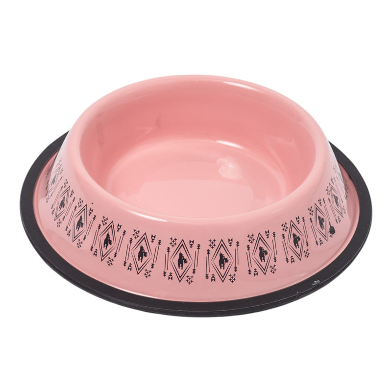 Eco-friendly Non Skid Boho Stainless Steel Dog Bowl - Pink