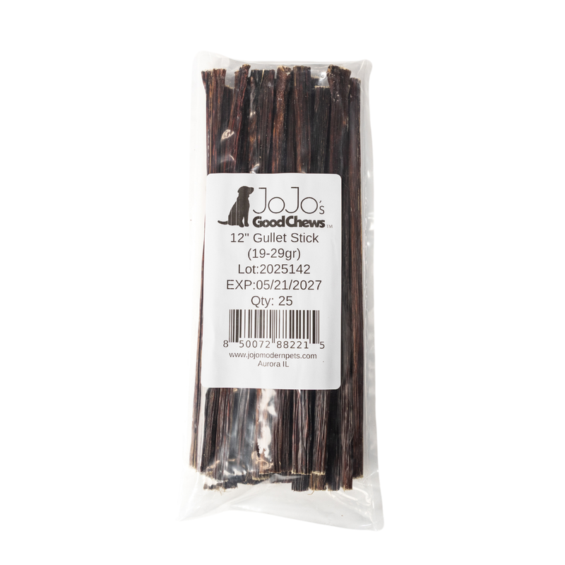 12” Beef Gullet Stick Dog Treats – All-Natural, High-Protein, Single-Ingredient Chews