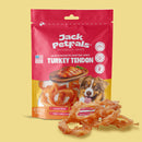 Jack’s Favorite Jerky Turkey Tendon Dog Treats (2.5oz) ( 6-Pack on Hanging Clip Strips )