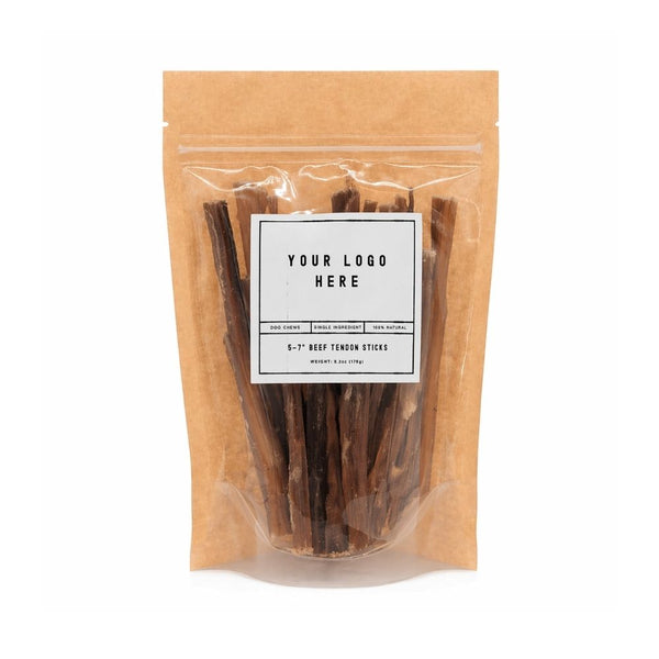 Beef Tendon Sticks – Private Label | 6oz Resealable Kraft Bag | Labeled or Unlabeled