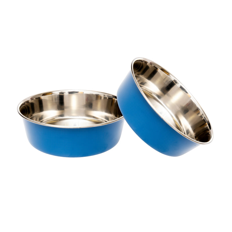 Set of 2 Heavy Gauge Stainless Steel Dog Bowls - Non-Skid, Durable & Rust-Resistant - Perfect for Food & Water