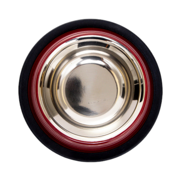 Ribbed No Tip Non Skid Colored Stainless Steel Bowl - Merlot Red