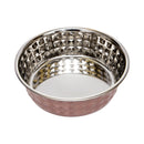 Stainless Steel Diamond Textured Dog Bowl - Rose Quartz