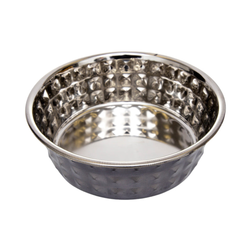 Black Pearl Eco-Chic Hammered Stainless Steel Dog Bowl