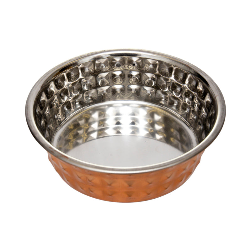 Bronze-Toned Hammered Stainless Steel Eco Bowl for Pets