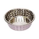 Lavender-Tinted Hammered Eco Stainless Steel Dog Bowl