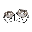 Modern Artisan Geometric Single Dog Bowl Elevated Feeder