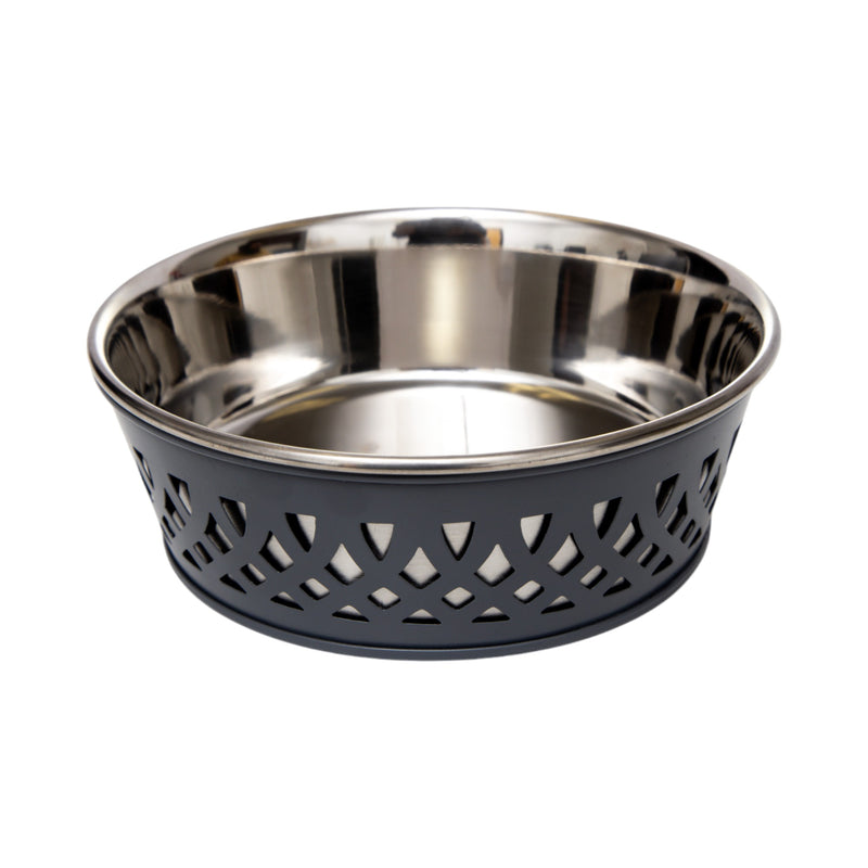 Eco-friendly Stainless Steel Farmhouse Dog Bowl - Gray