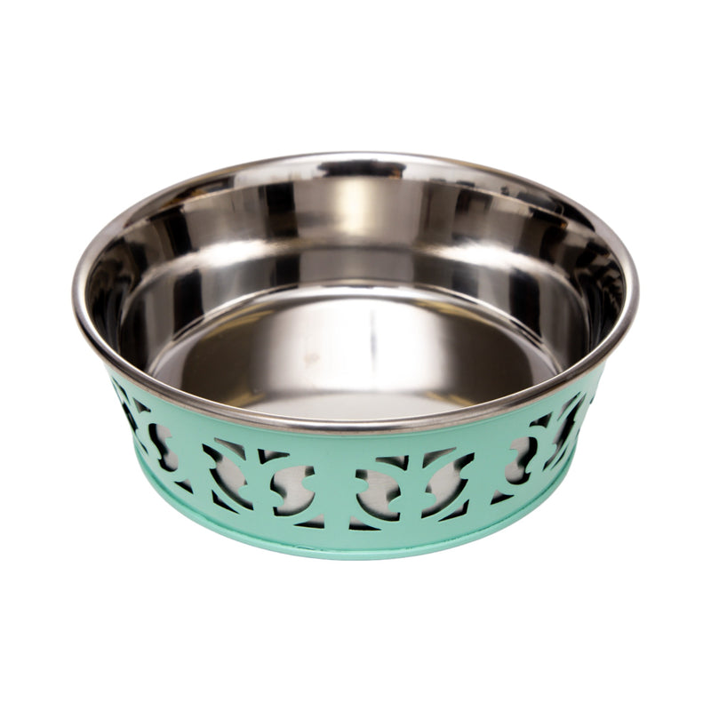 Eco-friendly Stainless Steel Farmhouse Dog Bowl - Mint Green