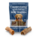 Country Living 6” Beef Trachea Dog Chews – 10 Count Bag – All-Natural, Single-Ingredient, Long-Lasting Dog Treats – High in Protein & Natural Glucosamine – Supports Dental Health