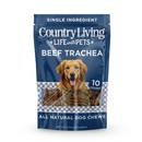 Country Living 6” Beef Trachea Dog Chews – 10 Count Bag – All-Natural, Single-Ingredient, Long-Lasting Dog Treats – High in Protein & Natural Glucosamine – Supports Dental Health