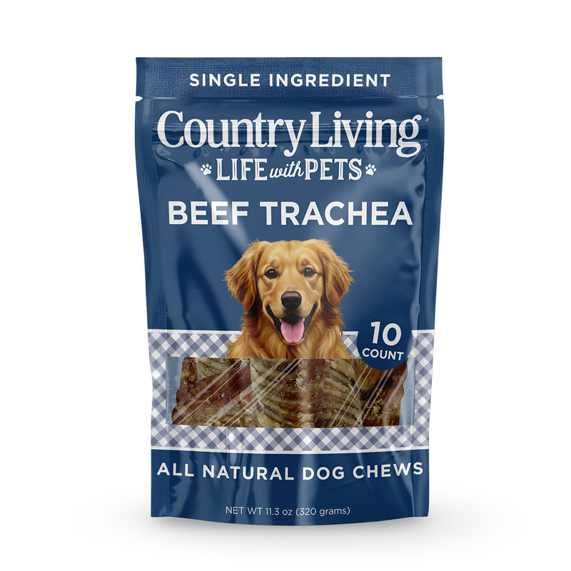 Country Living 6” Beef Trachea Dog Chews – 10 Count Bag – All-Natural, Single-Ingredient, Long-Lasting Dog Treats – High in Protein & Natural Glucosamine – Supports Dental Health