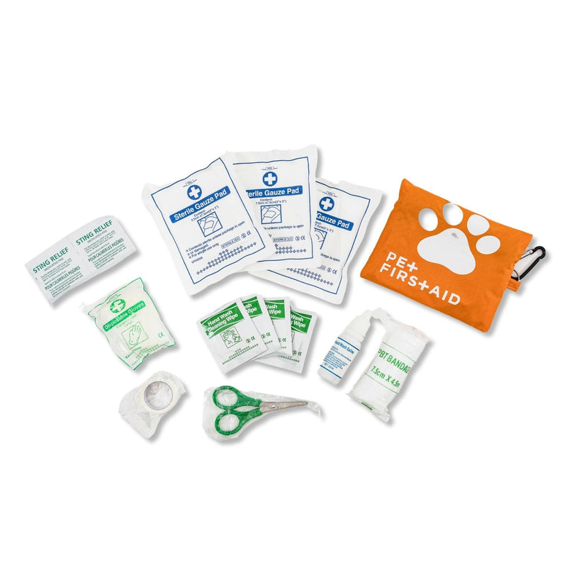 19 Piece Pet Travel First Aid Kit with Carabiner (6-Pack on Clip Strip with S-Hook)