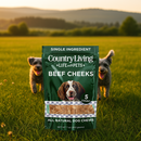 Country Living 4” x 4” Beef Cheek Chip Dog Treats – Chicken Flavor – 5 Count Bag – All-Natural, High-Protein, Long-Lasting Dog Chews