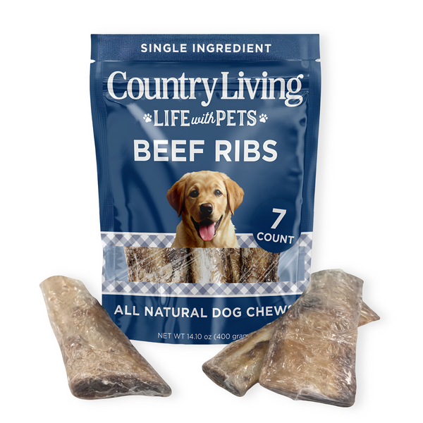 Country Living 4”-7” Rib Bones Dog Treats – 7 Count Bag – All-Natural Beef Rib Bones for Dogs – Long-Lasting, High-Protein Chews – Supports Dental Health – No Rawhide, No Artificial Ingredients