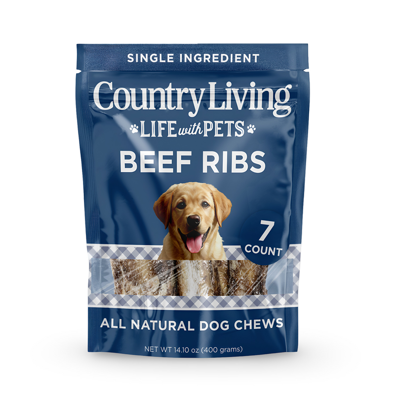 Country Living 4”-7” Rib Bones Dog Treats – 7 Count Bag – All-Natural Beef Rib Bones for Dogs – Long-Lasting, High-Protein Chews – Supports Dental Health – No Rawhide, No Artificial Ingredients