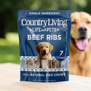 Country Living 4”-7” Rib Bones Dog Treats – 7 Count Bag – All-Natural Beef Rib Bones for Dogs – Long-Lasting, High-Protein Chews – Supports Dental Health – No Rawhide, No Artificial Ingredients