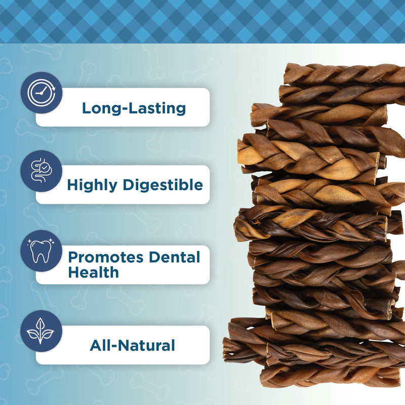 Country Living 6” Braided Collagen Sticks for Dogs – 5 Count Bag – All-Natural, Long-Lasting Dog Chews – High in Protein & Collagen – Rawhide-Free, Grain-Free – Supports Dental Health