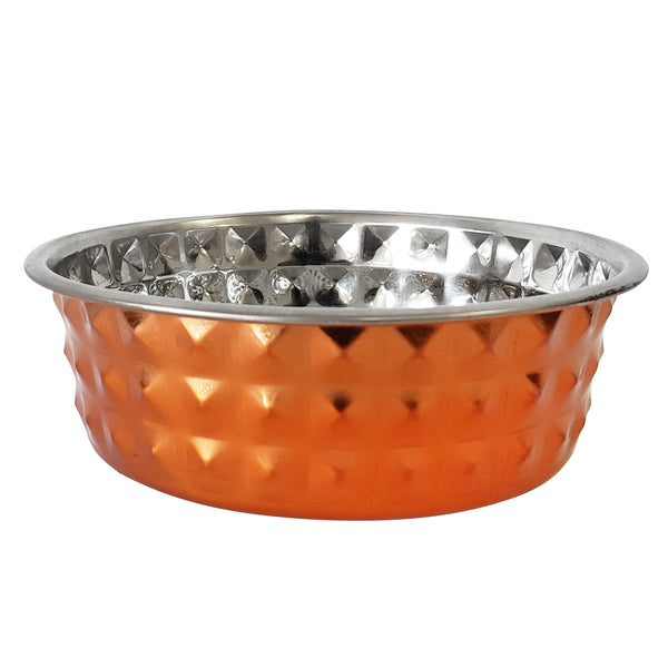 Bronze-Toned Hammered Stainless Steel Eco Bowl for Pets