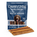 Country Living 6” Bully Sticks for Dogs – 5 Thin & 5 Standard – 10 Count Bag – All-Natural, Single-Ingredient, Long-Lasting Dog Chews