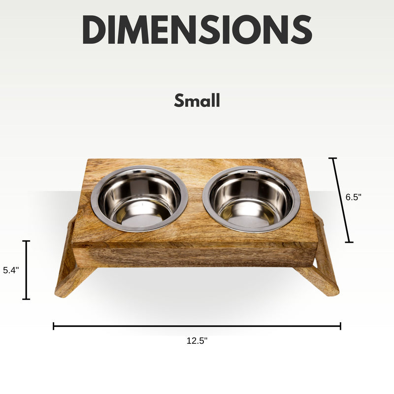 Eco-Friendly Elevated Dog Wood Feeder in Natural Wood Finish