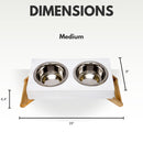 Eco-Friendly Elevated Dog Wood Feeder (Distressed White)