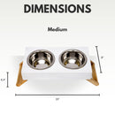 Eco-Friendly Elevated Dog Wood Feeder (Distressed White)