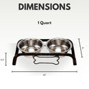 Rustic Elevated Dog Bone Feeder with 2 Stainless Steel Bowls