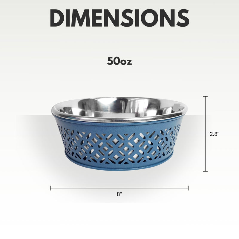 Eco-Friendly Stainless Steel Farmhouse Dog Bowl - Blue