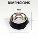 Twill Round Melamine Stainless Steel Dog Bowl - Black