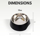 Twill Round Melamine Stainless Steel Dog Bowl - Black