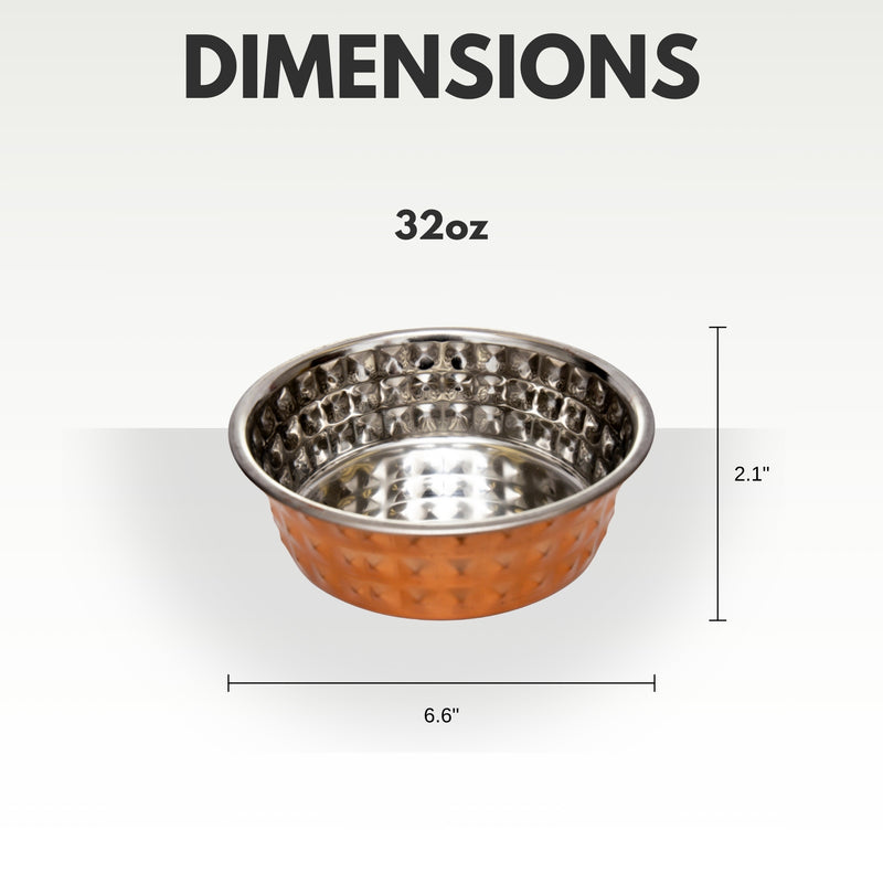 Bronze-Toned Hammered Stainless Steel Eco Bowl for Pets