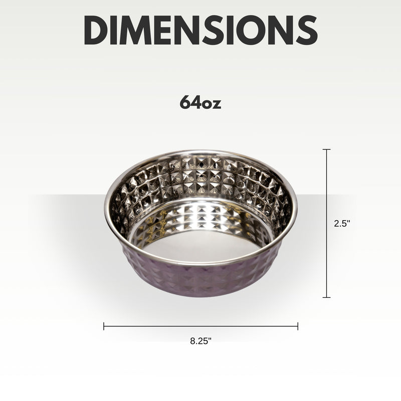 Lavender-Tinted Hammered Eco Stainless Steel Dog Bowl