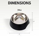 Twill Round Melamine Stainless Steel Dog Bowl - Black