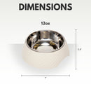 Twill Round Melamine Stainless Steel Dog Bowl - White Swan