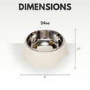 Twill Round Melamine Stainless Steel Dog Bowl - White Swan