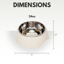 Twill Round Melamine Stainless Steel Dog Bowl - White Swan