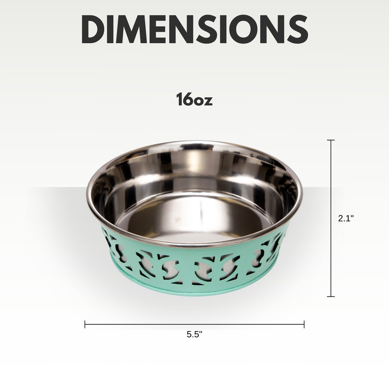 Eco-friendly Stainless Steel Farmhouse Dog Bowl - Mint Green